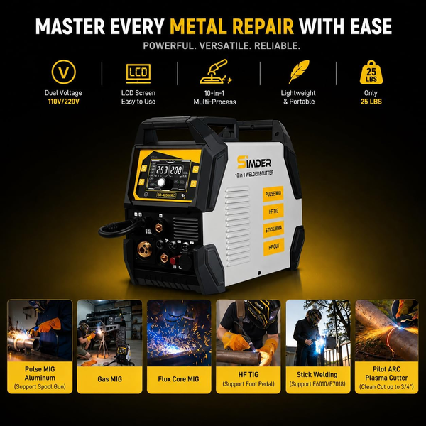 SSimder SD-4050 Pro 10-in-1 Aluminum MIG Welder Plasma Cutter Combo