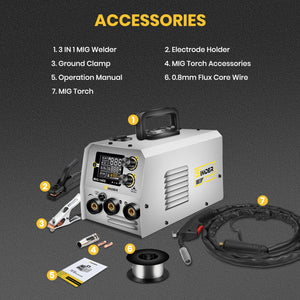 SSimder MIG-140S Gasless 3 in 1 MIG Welder