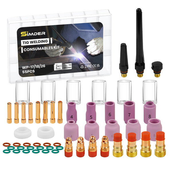 Confezione di materiali di consumo per saldatura TIG SSimder WP17 da 28 pezzi