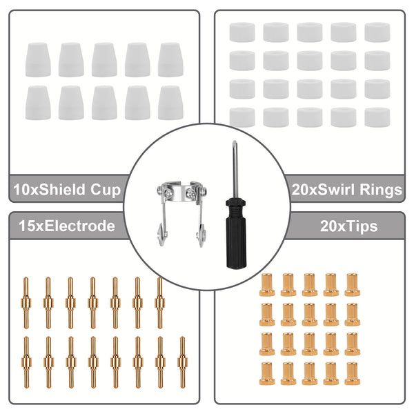SSIMDER Plasma Cutter Torch Torch Consumibles Pack 65pcs
