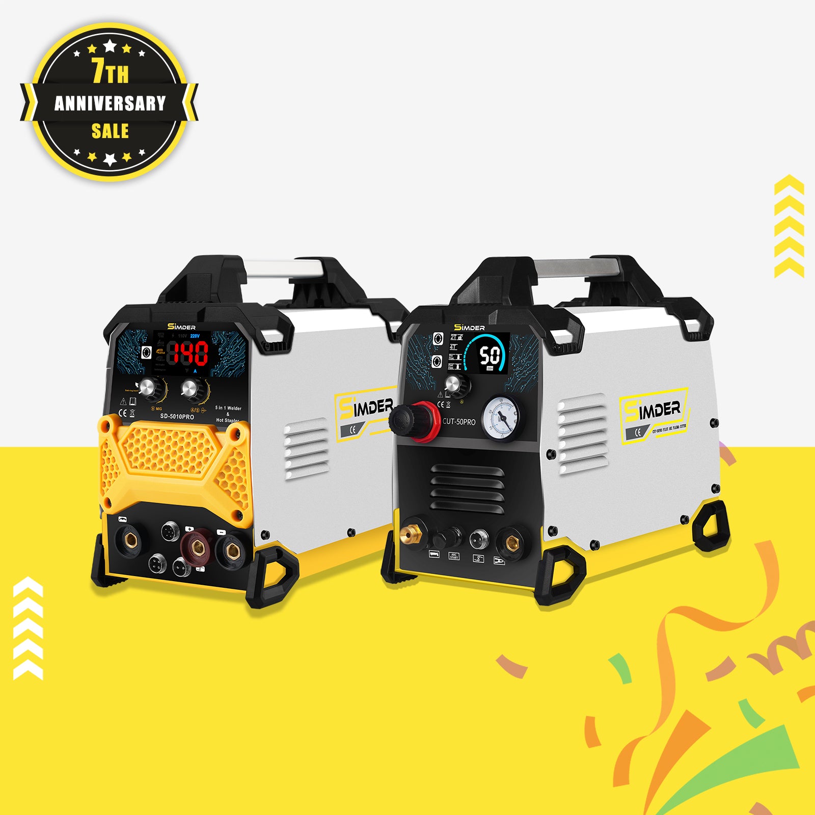 SSIMDER CUT-50PRO Pilot Arc Plasma Cutter + SD-5010PRO 5-in-1 Welder, Hot Stapler&Soldering Iron
