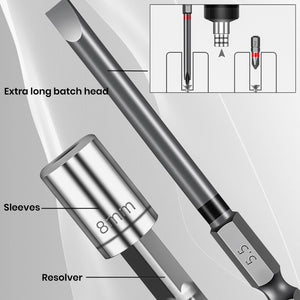 SSIMDER 30-in-1 long bits, sleeve and adapter close up