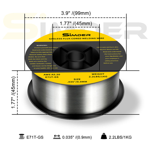 Cable de soldadura de núcleo de flujo ssimder e71tgs.035 "2lbs