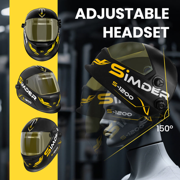 SSimder Auto Darkening True View Schweißhelm S-1200